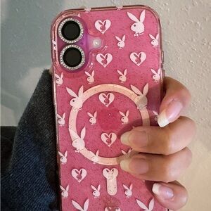 Velvet Caviar Hot Pink Bunny Heart iPhone 16 Case